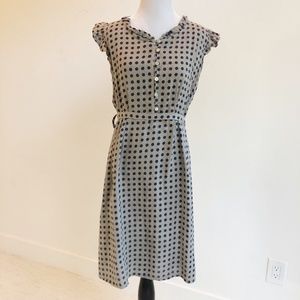 Rosemarine | Polka Dot Midi Dress with Belt | Tan | S